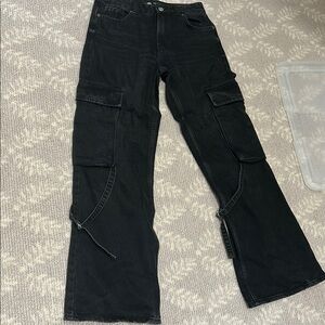 Zara Black Woman Cargo Jeans